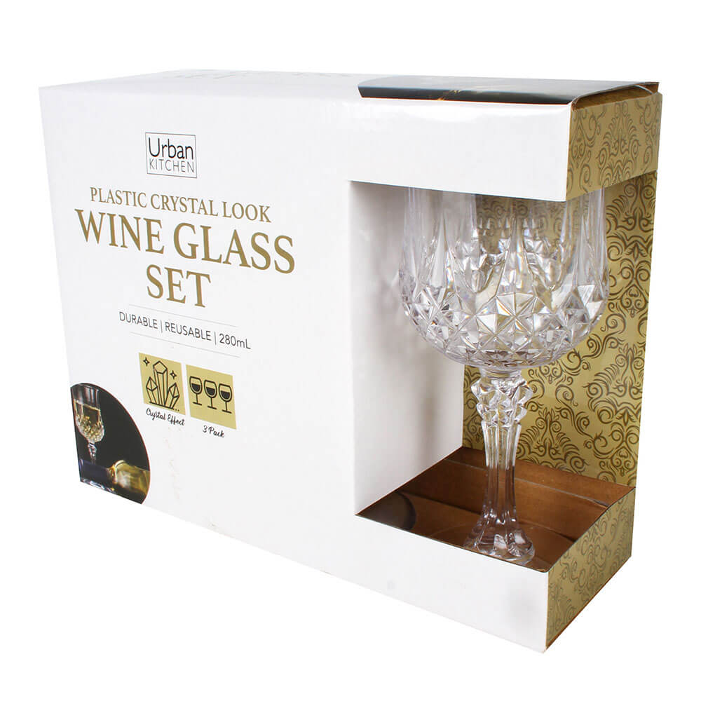 Crystal Effect Wine Glass 280L 3pcs (7x17cm)