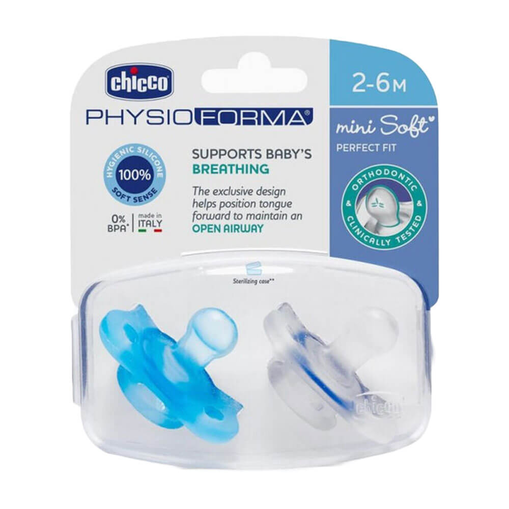 Chicco Nursing Physio Mini Soft Soother 2pcs (Blue)