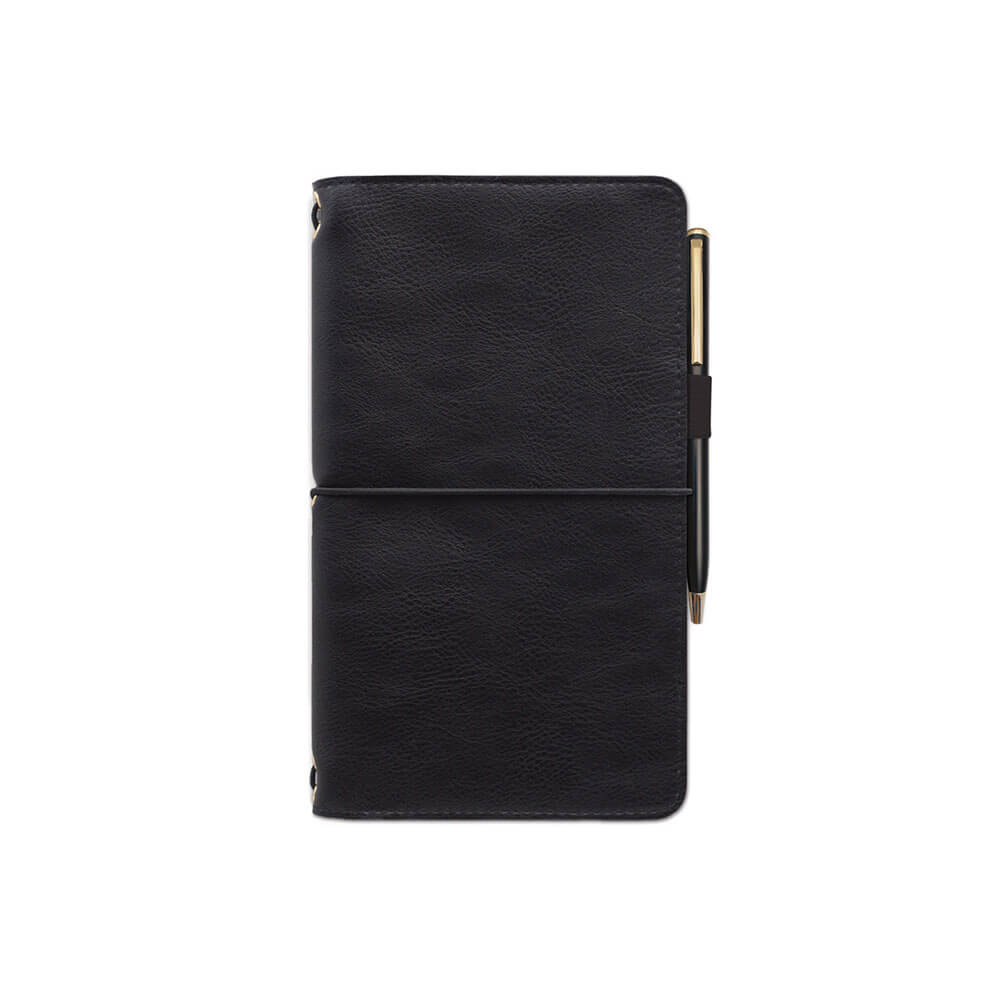 Black Standard Issue Vegan Leather Folio with Pen (Black)