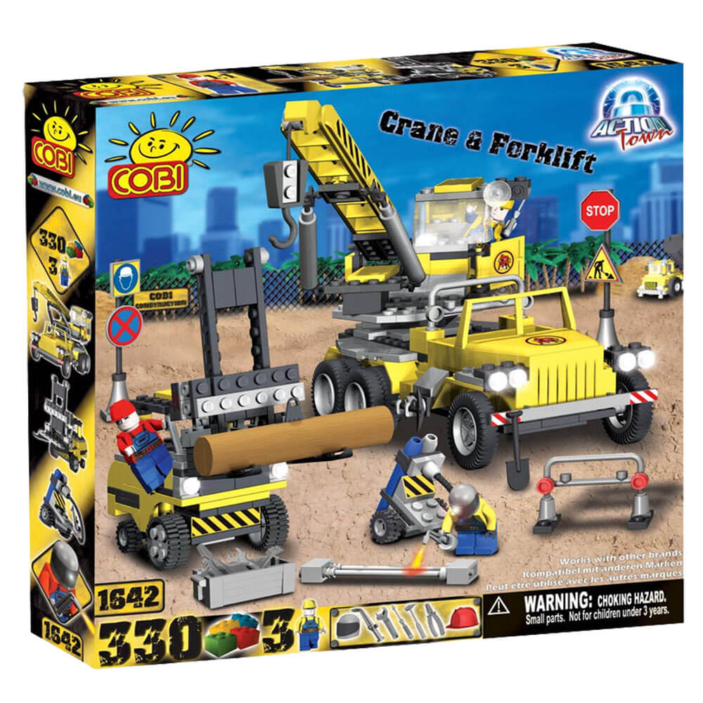 Action Town 330 Piece Construction Crane and Forklift Set