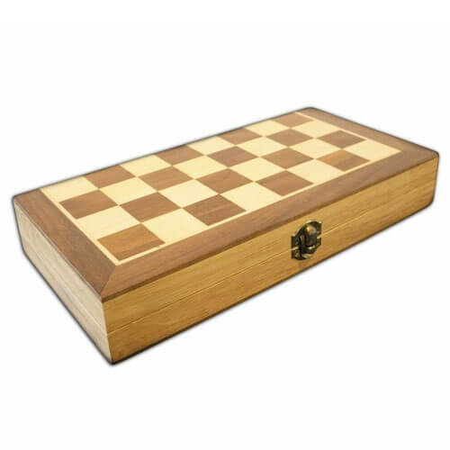 LPG Wooden Folding Chess Checkers Backgammon Set