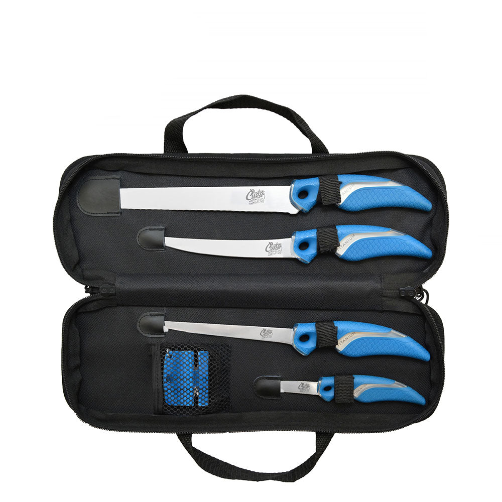 Cuda 6-Piece Knife and Sharpener Set with Carry Case