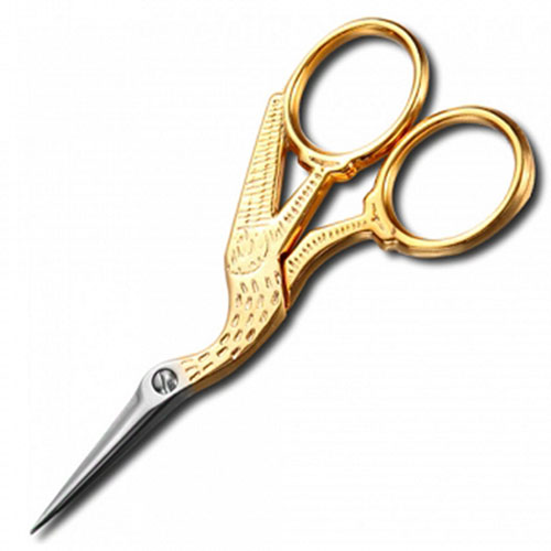 Gold-Plated Stork Embroidery Scissor