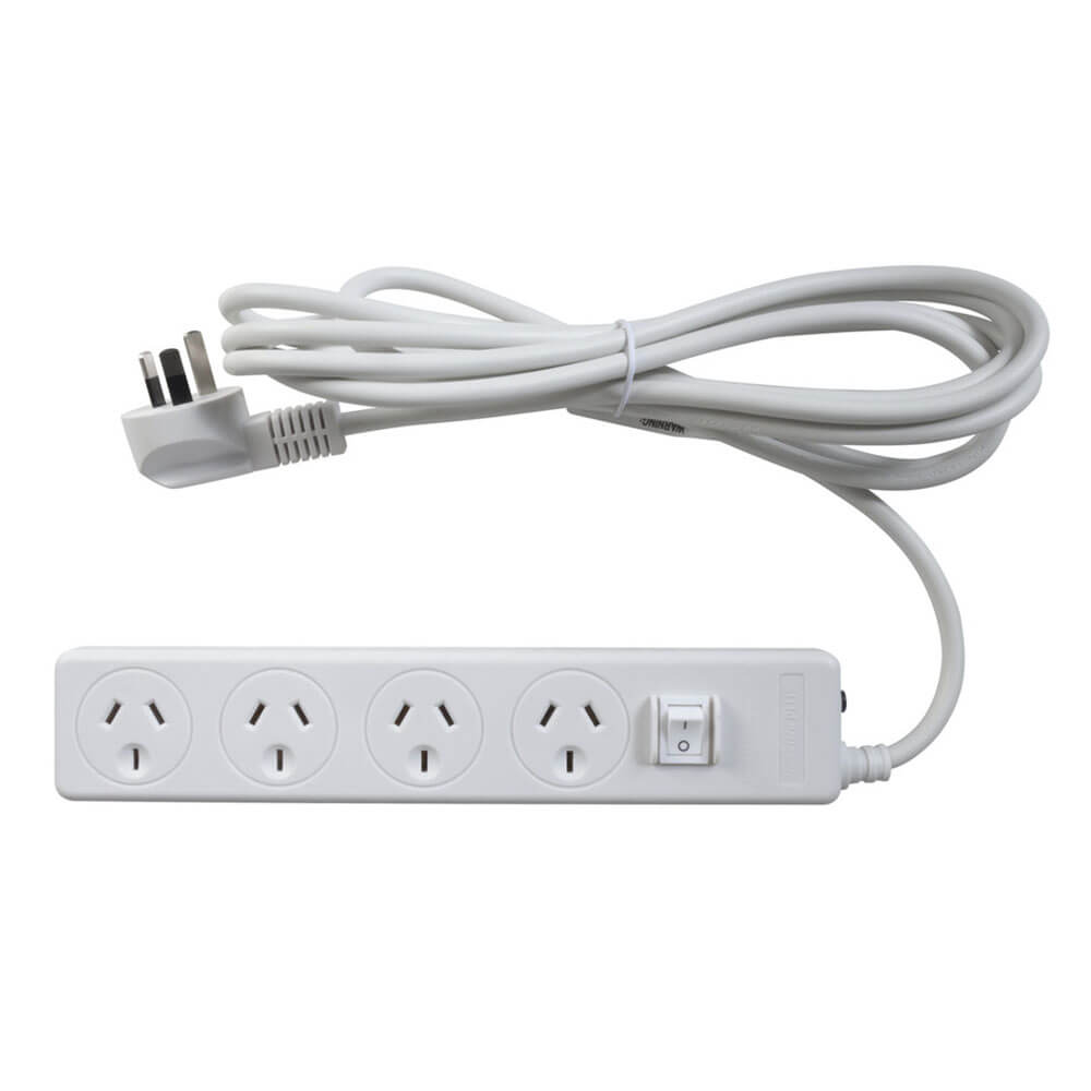4-Way Powerboard with Switch White (3m)