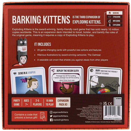Barking Kittens 3rd Exploding Kittens Expansion Board Game
