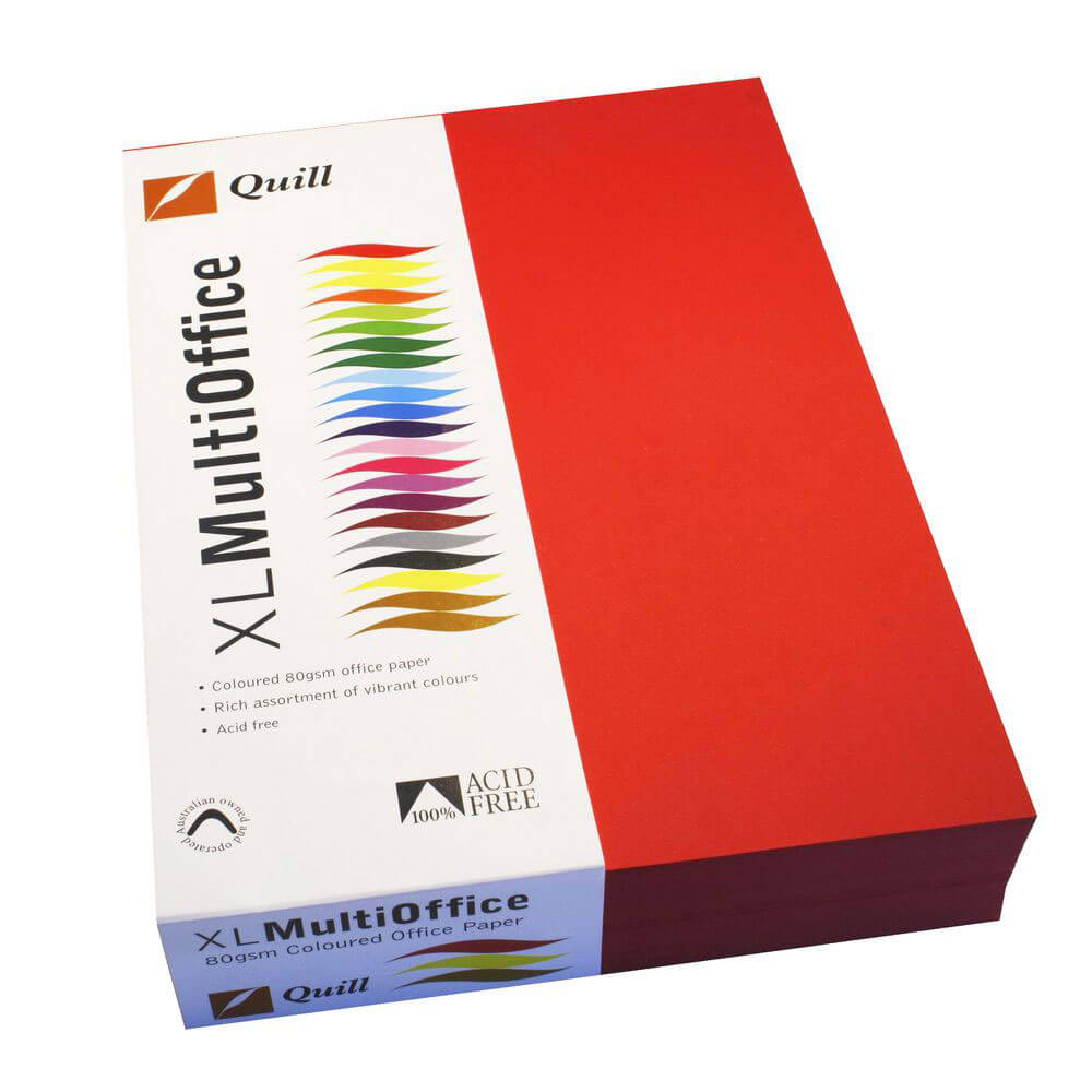 Quill Copy Paper A4 Red (500pk)