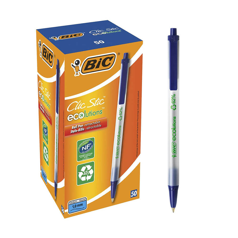 Bic Ecolutions Clic Ballpoint Pen 1.0mm (50pk)