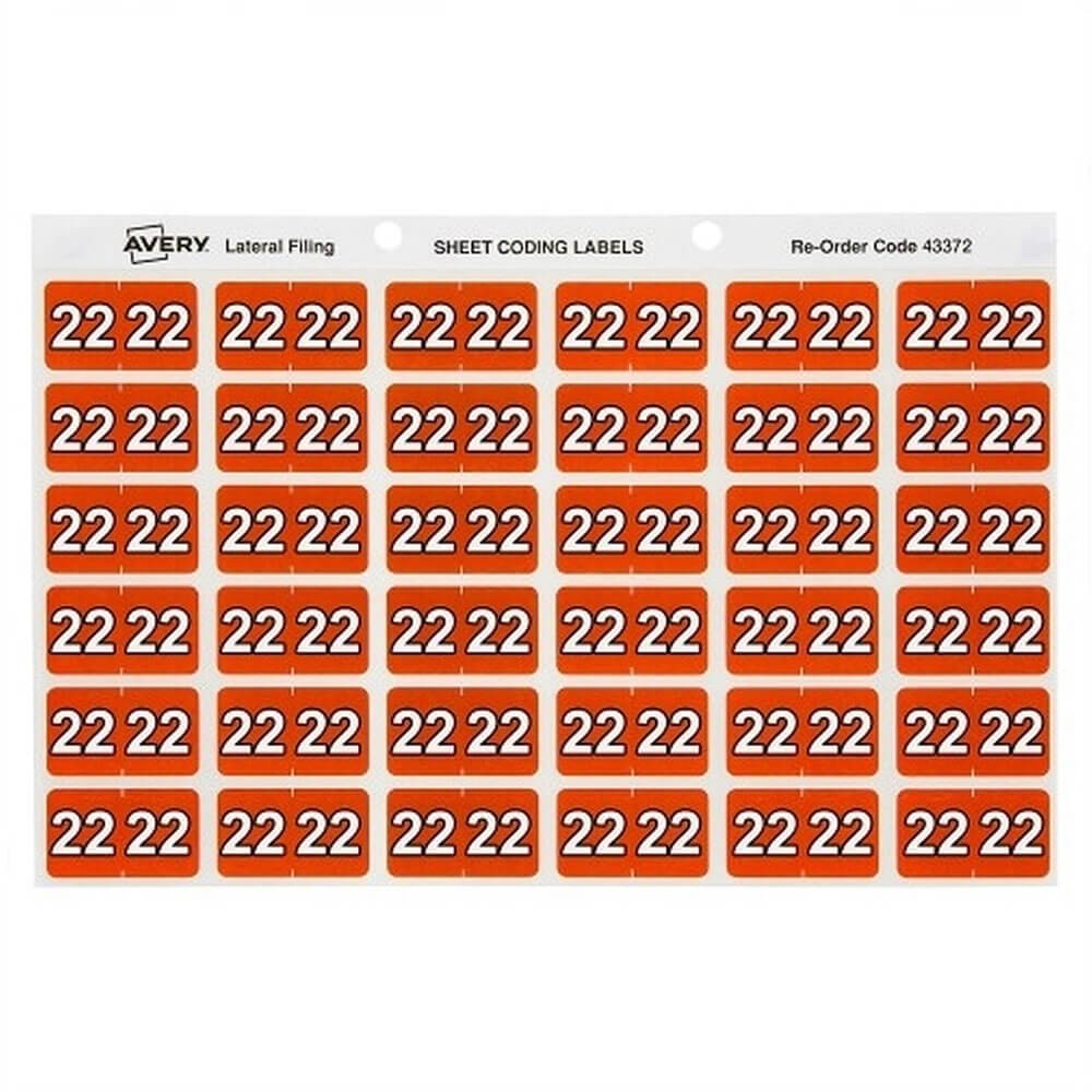 Avery 22 Side Tab Colour Coding Label Roll Orange (500pcs)