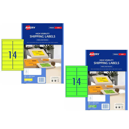 Avery High Visibility Shipping Label 25pk 14/sheet