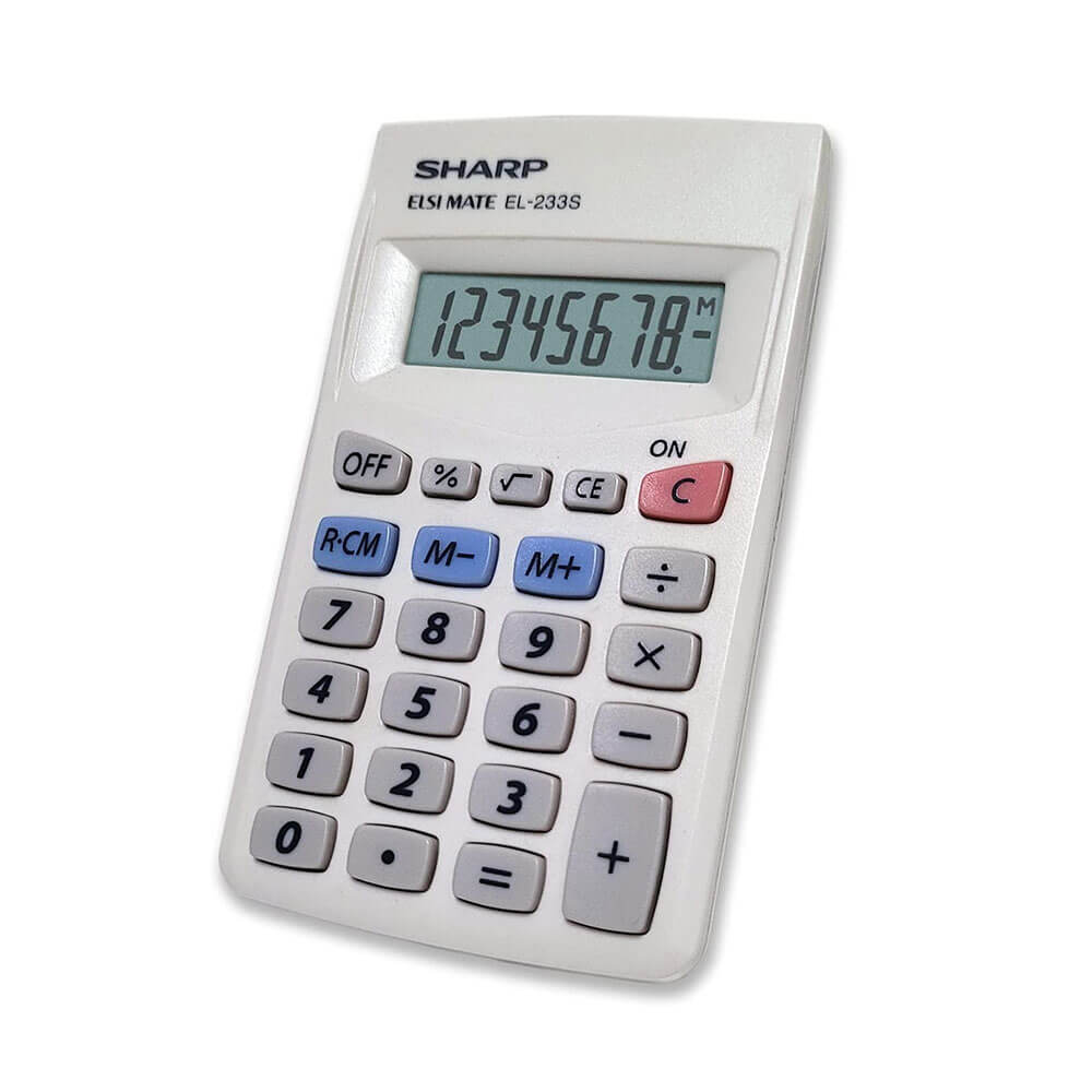 Sharp 8 Digit Battery Calculator (White)