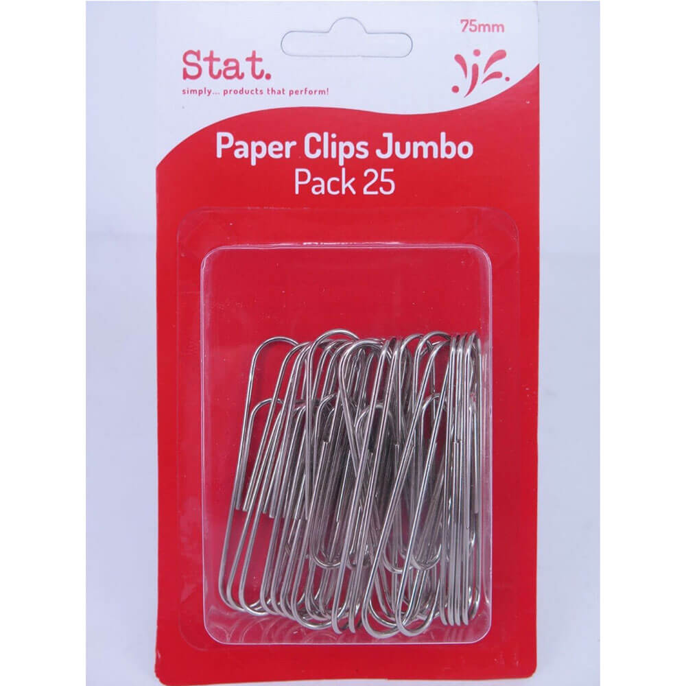 Stat Paper Clips 25pk 75mm (Silver)
