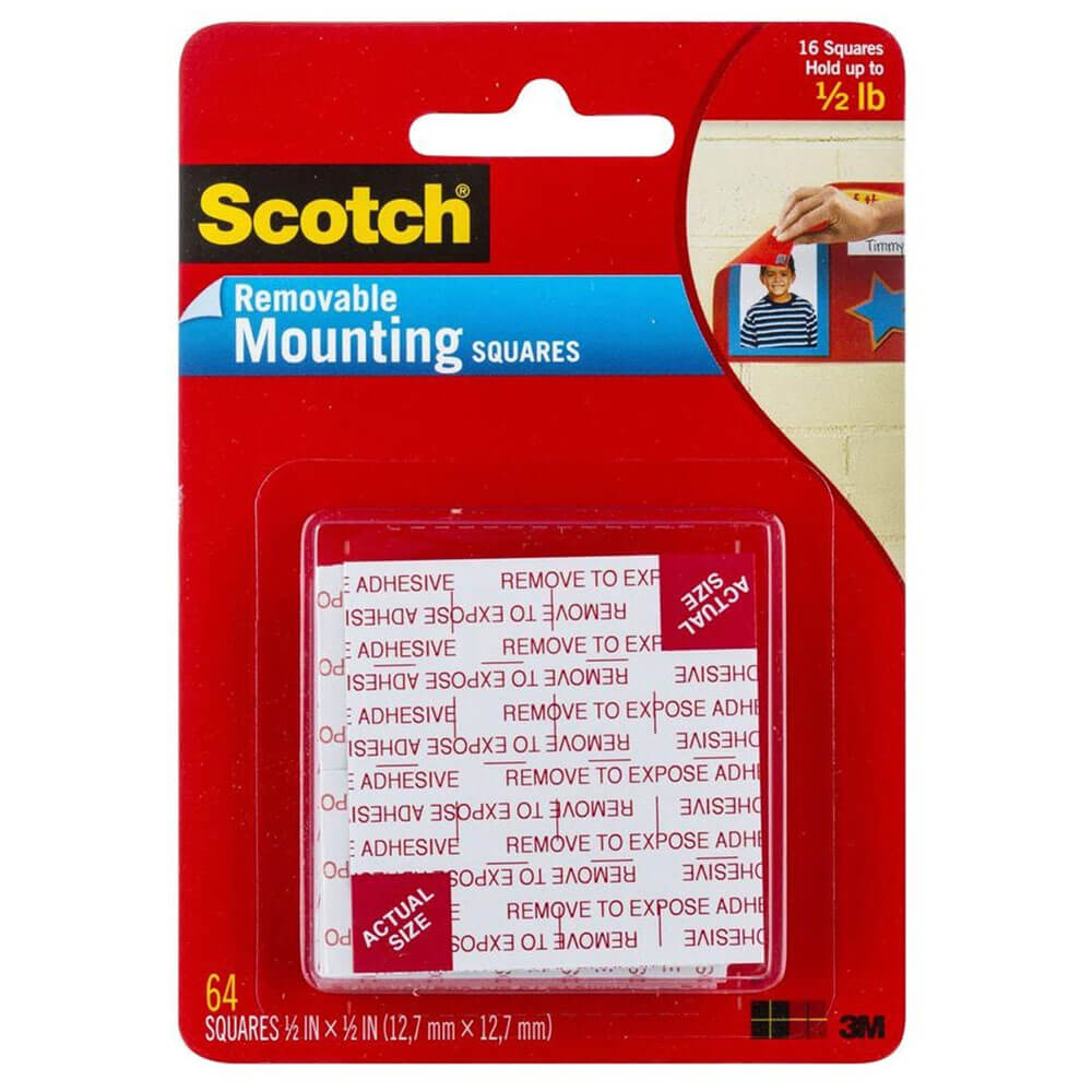 Scotch Removable Mounting Squares 12.7mm (64pk)