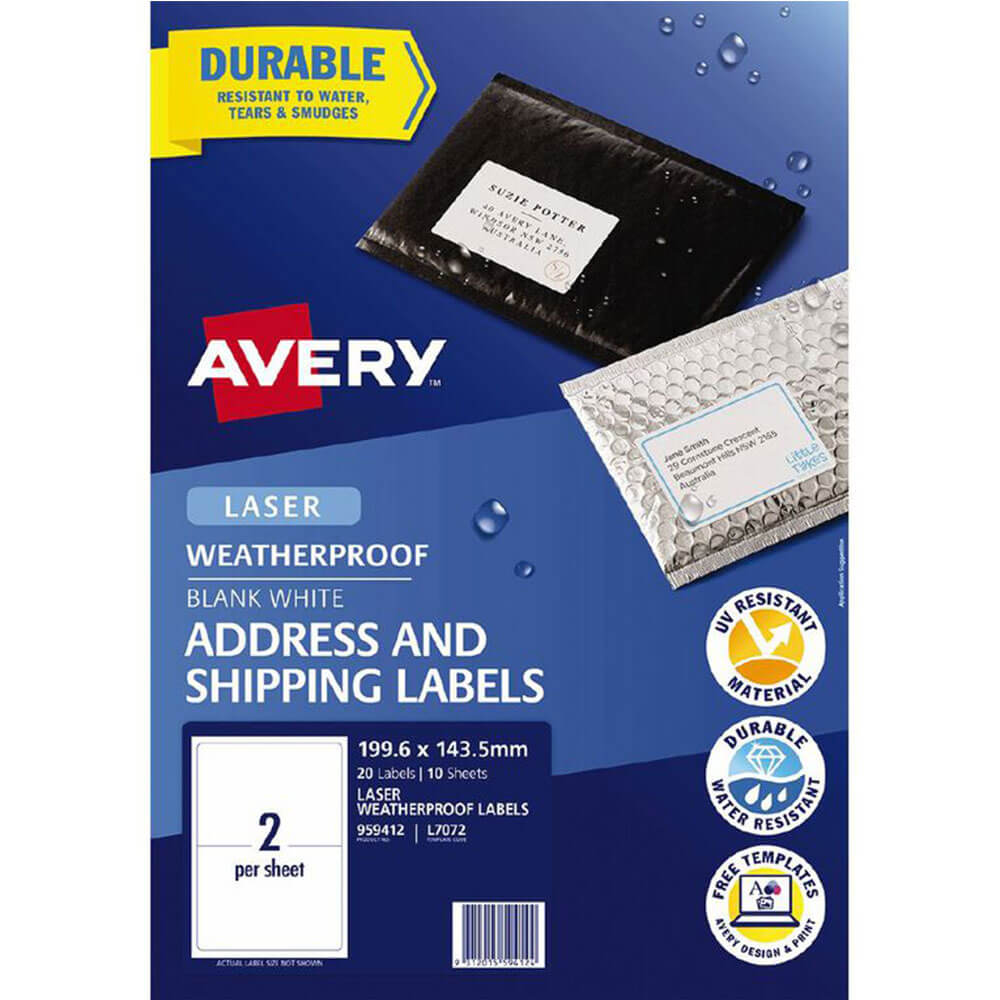 Avery Laser Weatherproof Address & Shipping Labels (20pcs)
