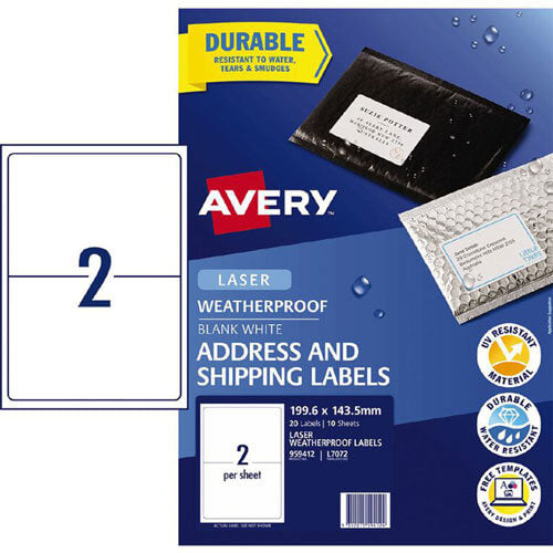 Avery Laser Weatherproof Address & Shipping Labels (20pcs)