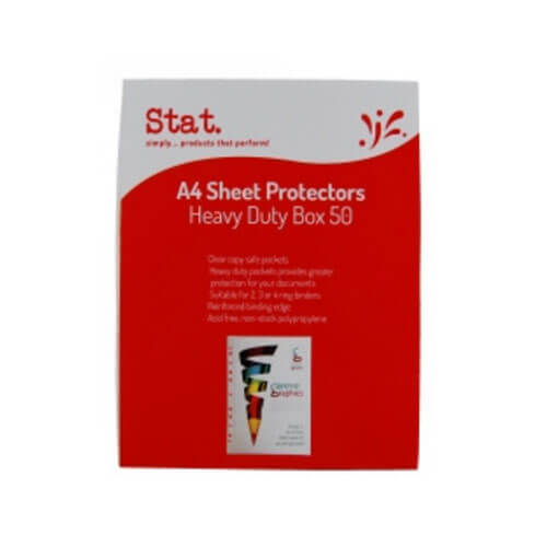 Stat Heavy-duty Sheet Protectors 70 micron 50/box A4 (Clear)