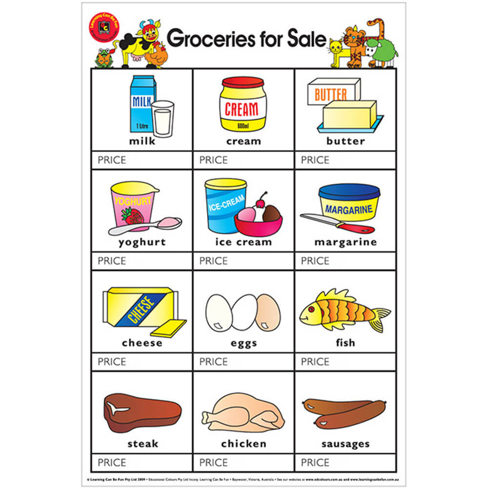 Learning Can Be Fun Groceries for Sale Poster