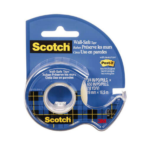 Scotch Wall-Safe Tape on Dispenser (19mmx16.5m)