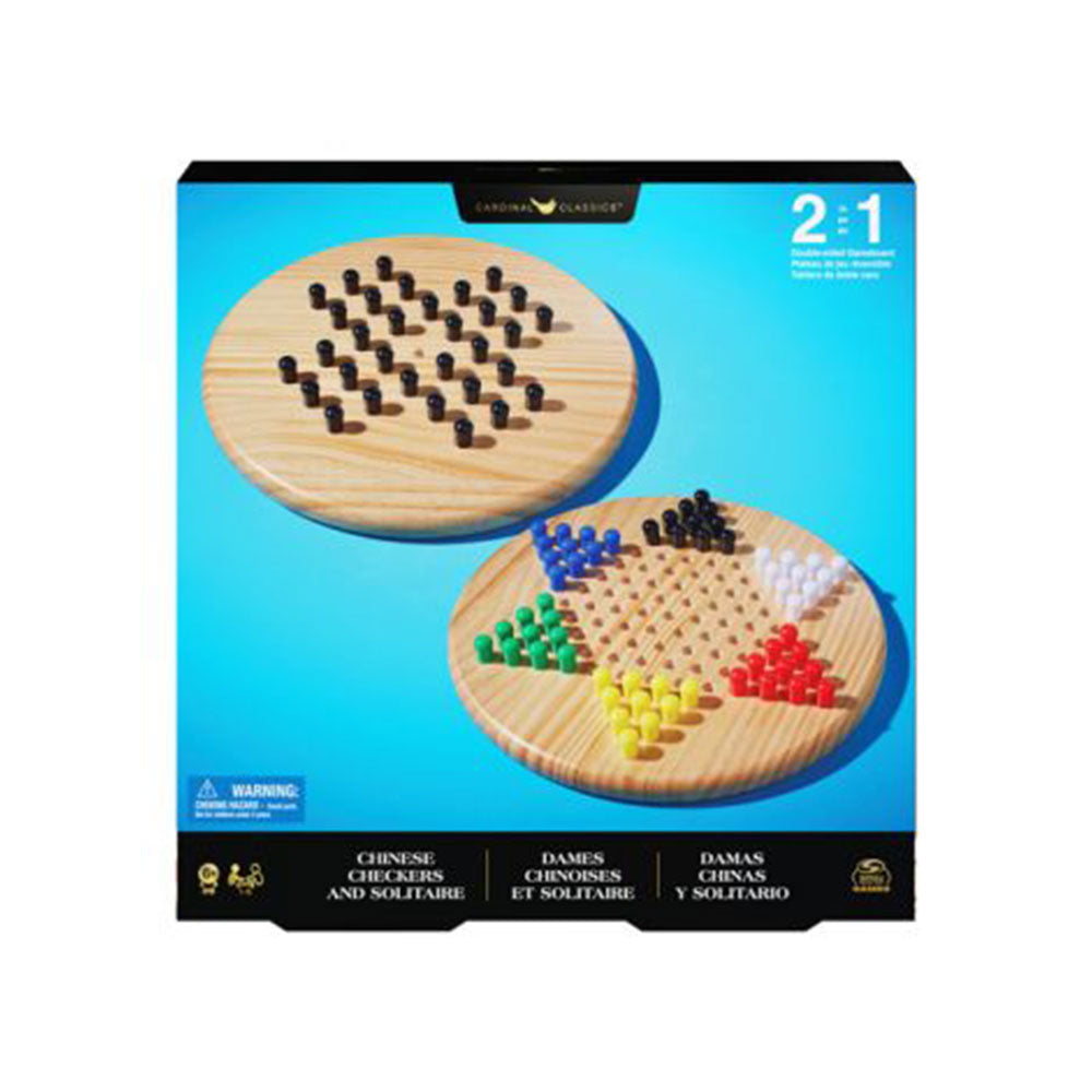 Classic Games Wooden Solitaire/Chinese Checkers Board Game