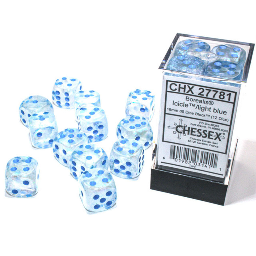 Borealis Chessex 16mm D6 Luminary Dice Block