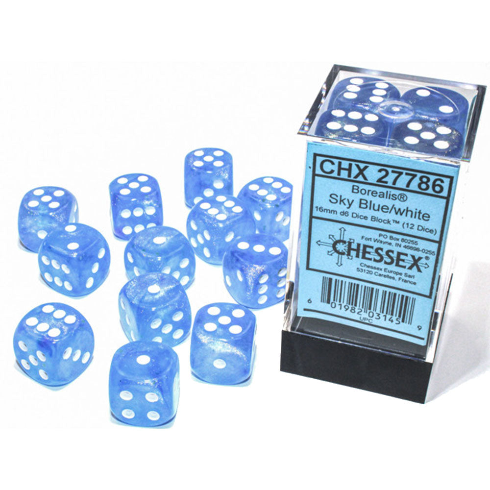 Borealis Chessex 16mm D6 Luminary Dice Block