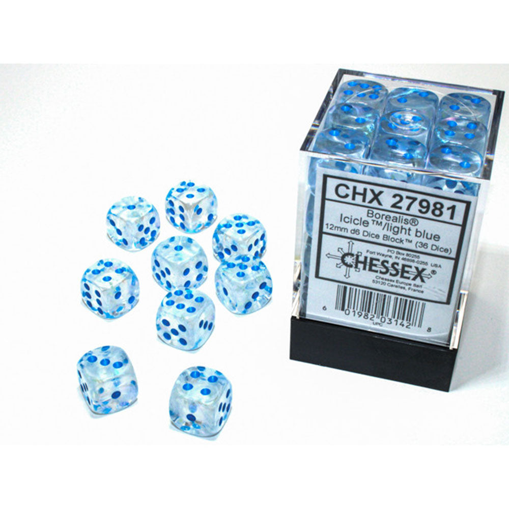 Borealis Chessex 12mm D6 Luminary Dice Block