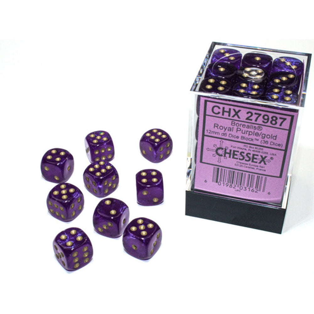  Borealis Chessex 12mm D6 Luminary Würfelblock