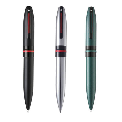 Icon Kugelschreiber mit glänzend schwarzem PVD-Besatz