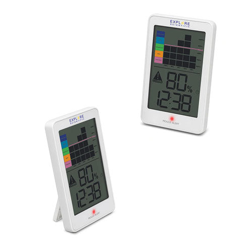 Indoor Thermo/Hygrometer w/ Mould Alert & Time Display 2pc