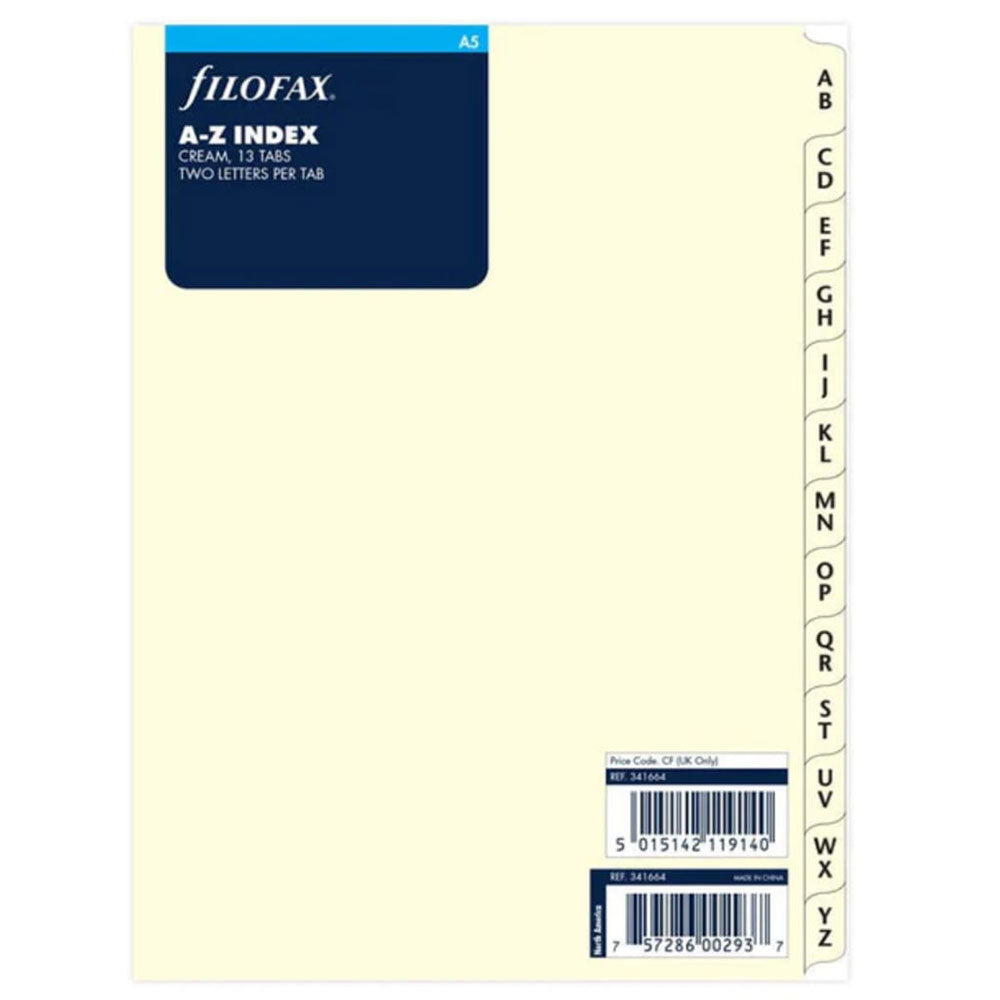 Filofax Blank A5 Index Refill 6pk (Cream)