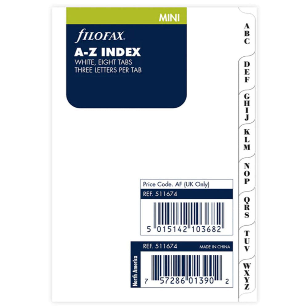 Filofax Mini A-Z 3 Letters/Tab Index Refill (Cotton Cream)