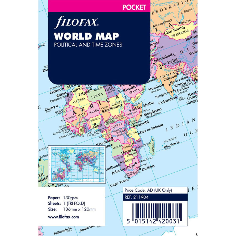 Filofax World Map Pocket Organiser
