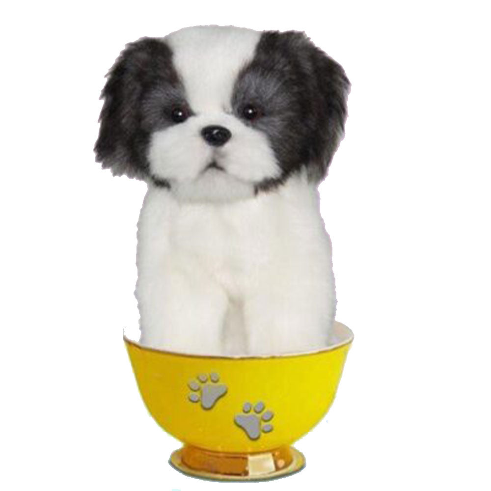 Realistisches Hunde-Teetassen-Plüschtier, 15 cm