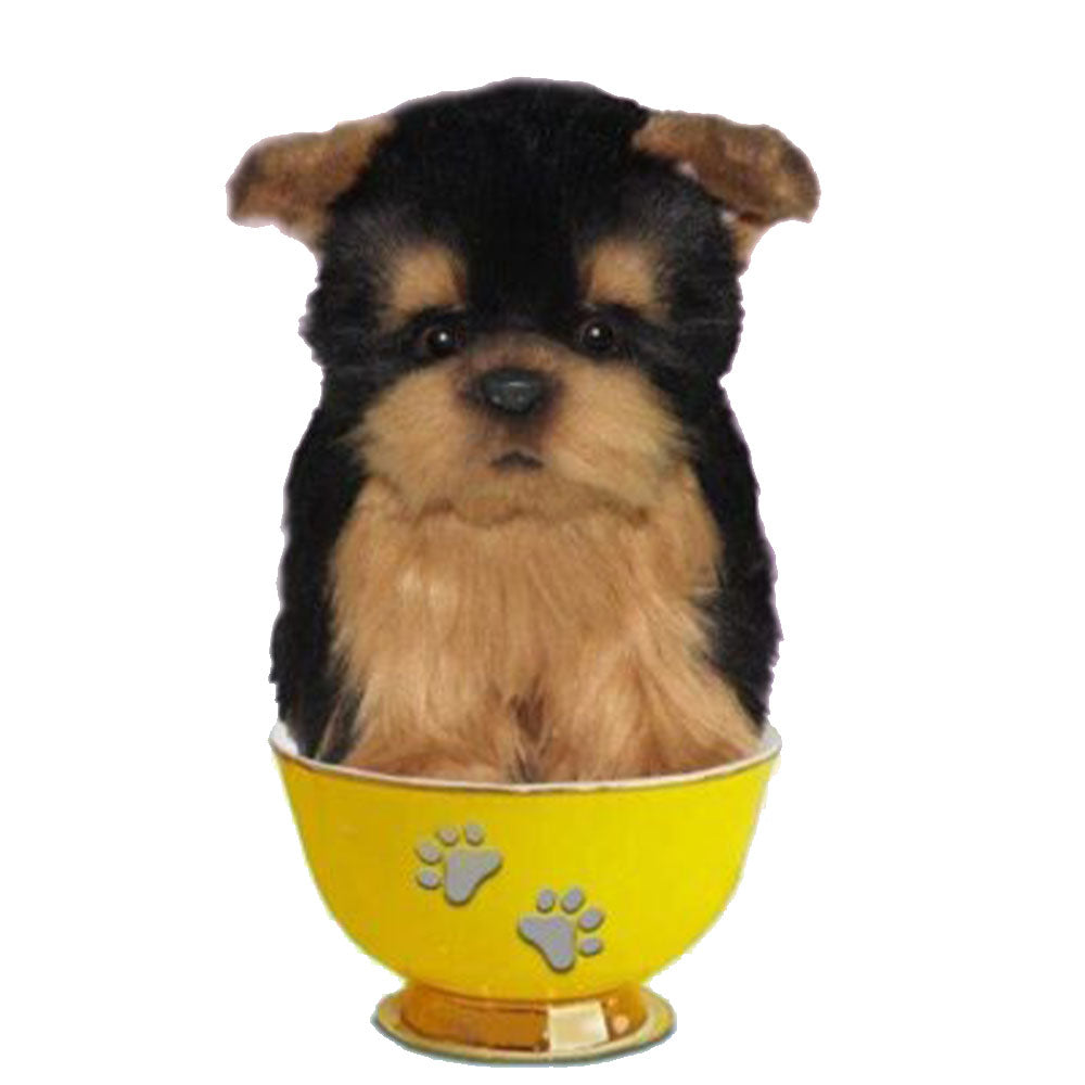 Realistisches Hunde-Teetassen-Plüschtier, 16 cm
