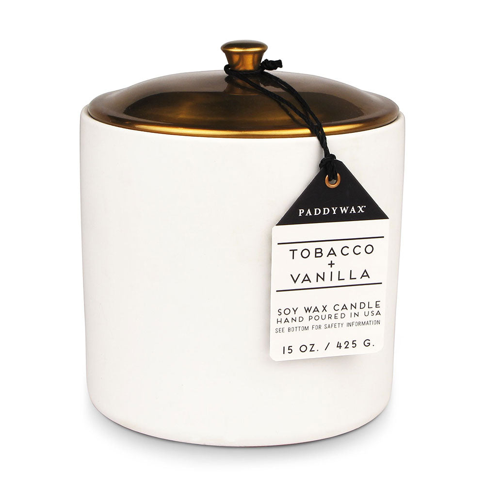 Hygge Tabak-Vanille-Kerze aus Keramik (weiß)