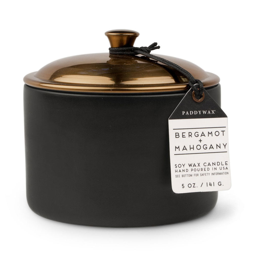 Hygge Bergamotte-Mahagoni-Kerze aus Keramik (schwarz)
