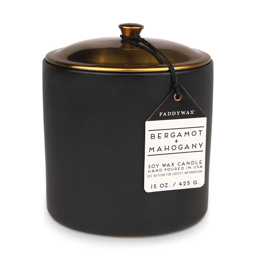 Hygge Bergamotte-Mahagoni-Kerze aus Keramik (schwarz)