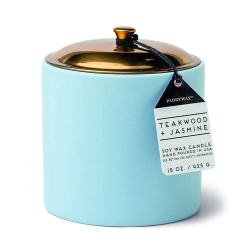 Hygge Jasmine & Teakwood Candle in Ceramic Icey Blue