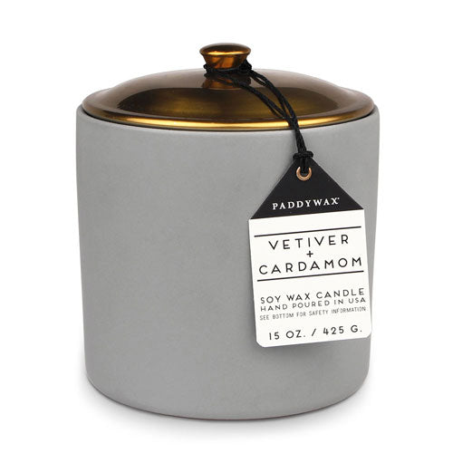 Hygge Vetiver-Kardamom-Kerze aus Keramik (Grau)