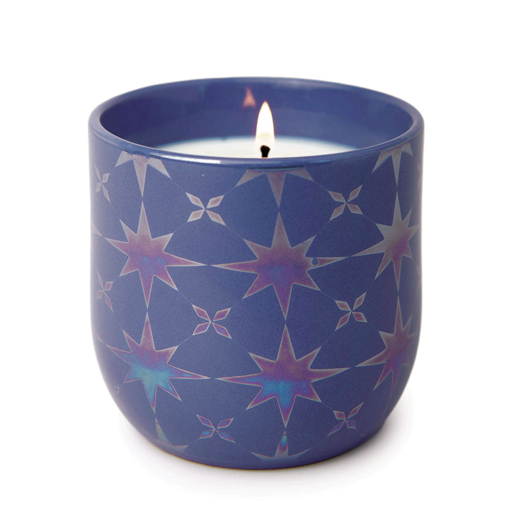 Lustre Sapphire Waters Candle with Star Pattern 10oz (Blue)