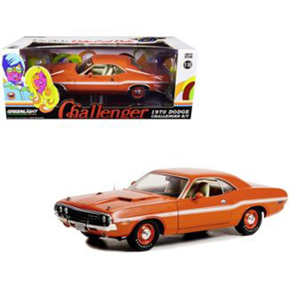 1970 Dodge Challenger with Stripes 1:18 Model Car (Orange)