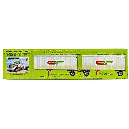 Double Header Tandem Truck Trailers Plastic Kit 1:25 Scale