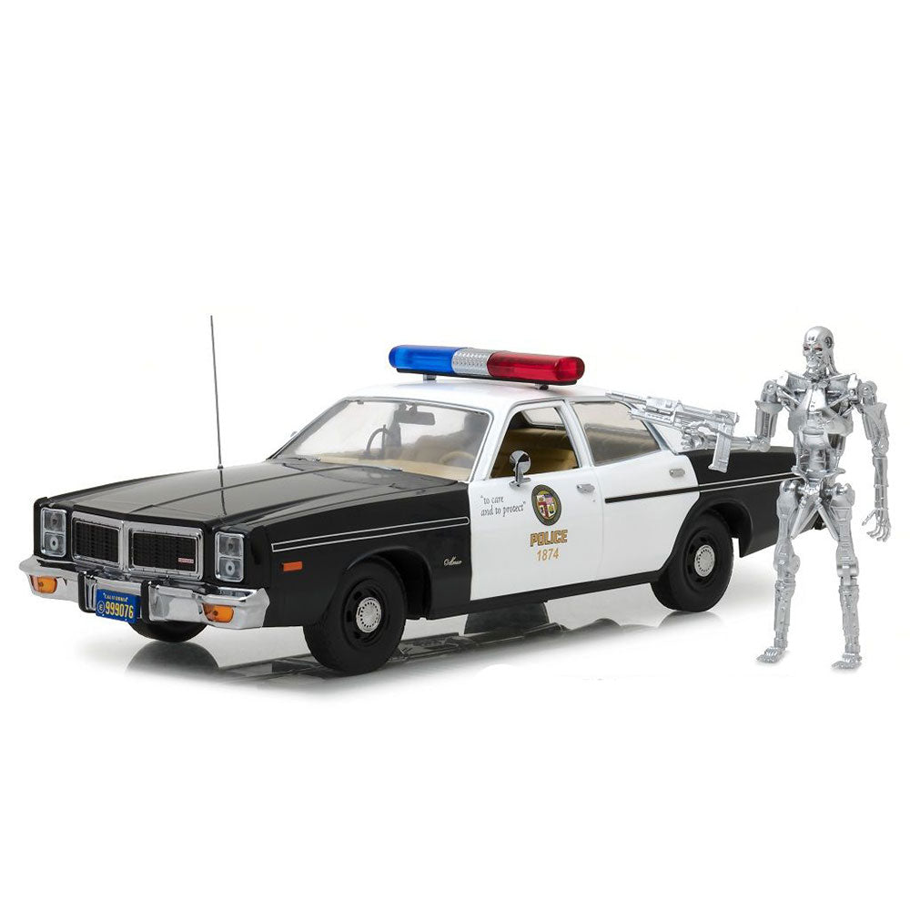 1977 Dodge Monaco Police Car 1/18 Scale & Terminator Figure