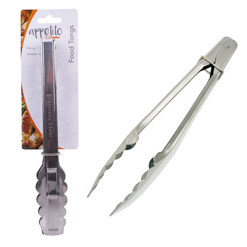 Appetito Stainless Steel Tongs with Flat Tips 23cm