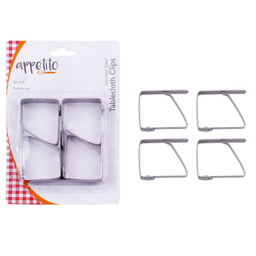 Appetito Stainless Steel Tablecloth Clips (Set of 4)