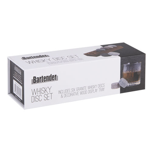Bartender Whisky Disc with Wood Base (Set of 6)