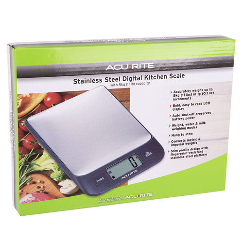 Digitale Küchenwaage aus Edelstahl von Acurite, 1 g/5 kg