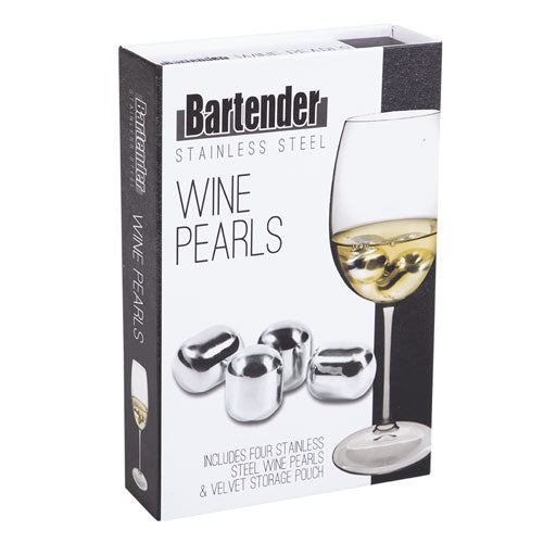 Bartender Stainless Steel Wine Pearls with Bag (Set of 4)