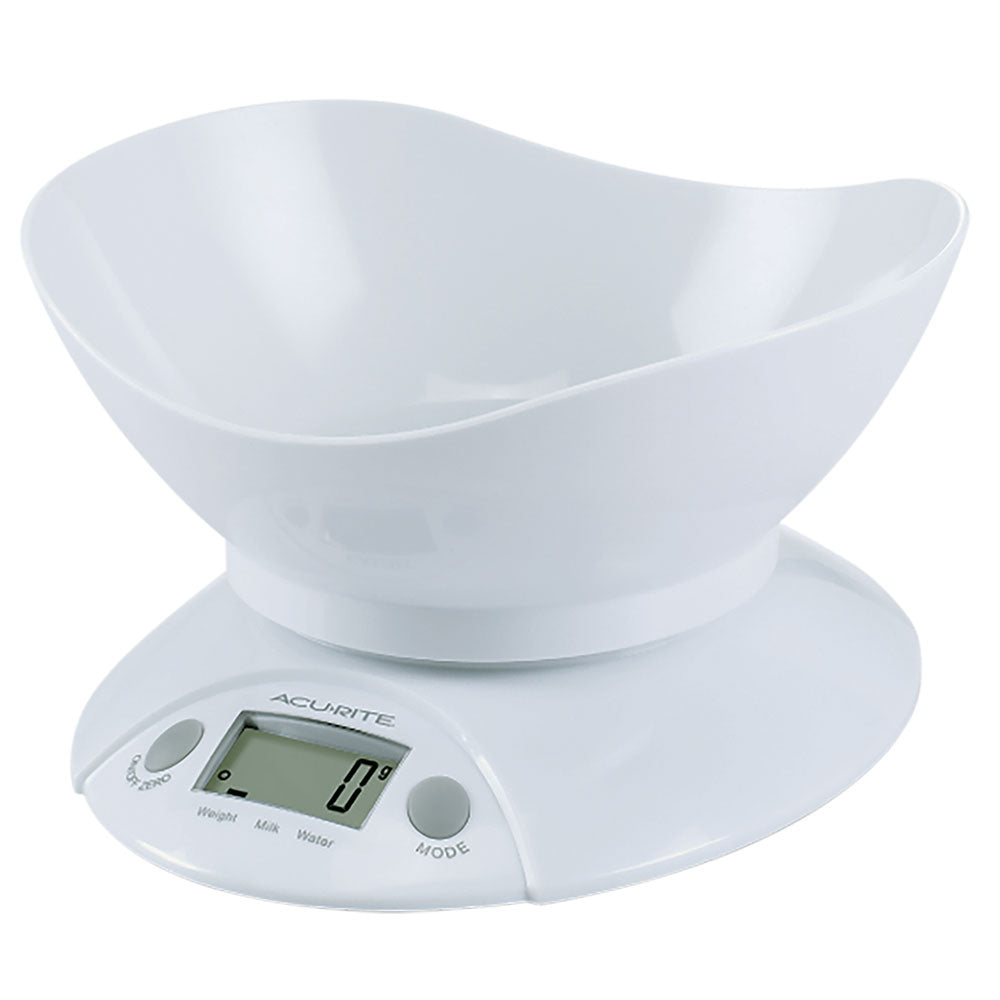 Acurite digital køkkenvægt med skål 1g/5kg (hvid)