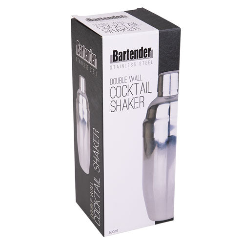 Bartender Stainless Steel Double Wall Cocktail Shaker 500mL