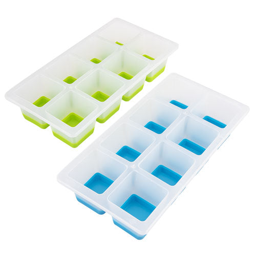 Appetito bandeja de hielo cuadrada de 8 cubitos de fácil liberación 2 piezas (azul/lima)